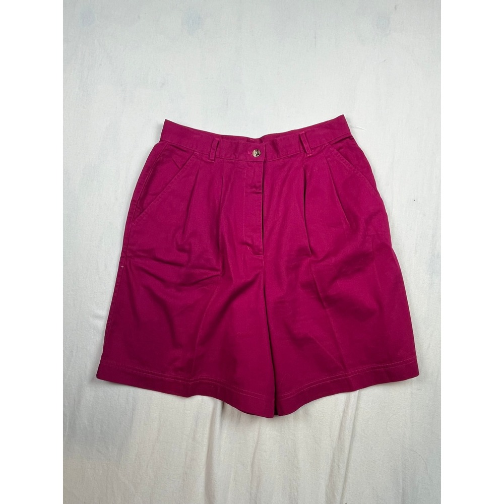Jennifer Moore‎ Vintage High Waisted Pleated Shorts Fuchsia Pink Cotton Womens M